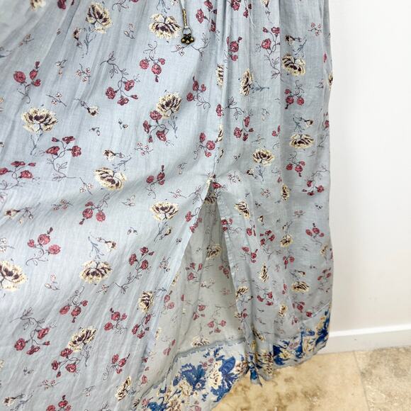 Free People Lysette Maxi Dress Floral Boho Cottage Romantic Fairy Blue Small - Picture 12 of 16